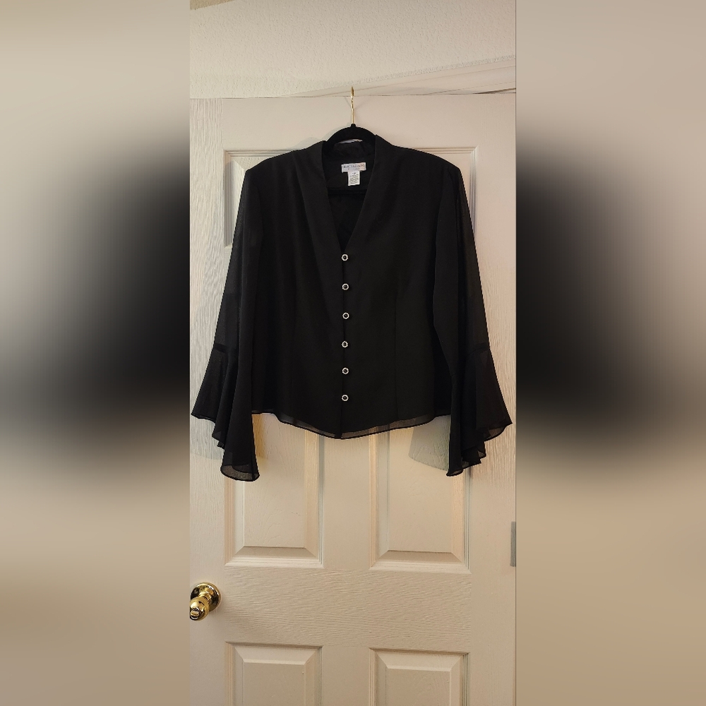 Vintage Black Button-Up Blouse